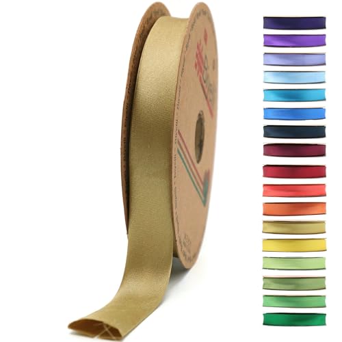 BYS44 Schrägband aus Satin, 99+ Farben, 1,9 cm breit, 22,7 m, gefaltetes Satinband, Stoffpaspelierung, Schrägband zum Nähen, Kleidung, DIY (44. Bronze) von Biyelli