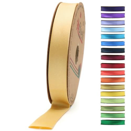 BYS49 Schrägband aus Satin, 99+ Farben, 1,9 cm breit, 22,7 m, gefaltetes Satinband, Stoffpaspelierung, Schrägband zum Nähen, Kleidung, DIY (49. Gold) von Biyelli