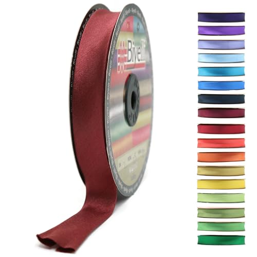 BYS59 Schrägband aus Satin, 99+ Farben, 1,9 cm breit, 22,7 m, gefaltetes Satinband, Stoffpaspelierung, Schrägband zum Nähen von Kleidung, DIY (59. Burgunderrot Schweizer) von Biyelli