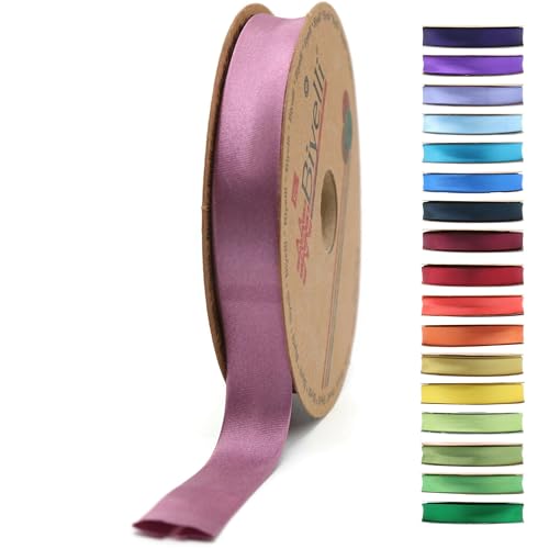 BYS68 Schrägband aus Satin, 99+ Farben, 1,9 cm breit, 22,7 m, gefaltetes Satinband, Stoffpaspelierung, Schrägband zum Nähen, Kleidung, DIY (68. Dunkelrose) von Biyelli
