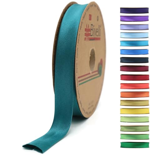 BYS82 Schrägband aus Satin, 99+ Farben, 1,9 cm breit, 22,7 m, gefaltetes Satinband, Stoffpaspelierung, Schrägband zum Nähen, Kleidung, DIY (82. Mittelmarineblau) von Biyelli
