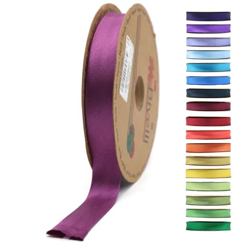 BYS83 Schrägband aus Satin, 99+ Farben, 1,9 cm breit, 22,7 m, gefaltetes Satinband, Stoffpaspelband, Schrägband zum Nähen, Kleidung, DIY (83. Dunkelviolett) von Biyelli