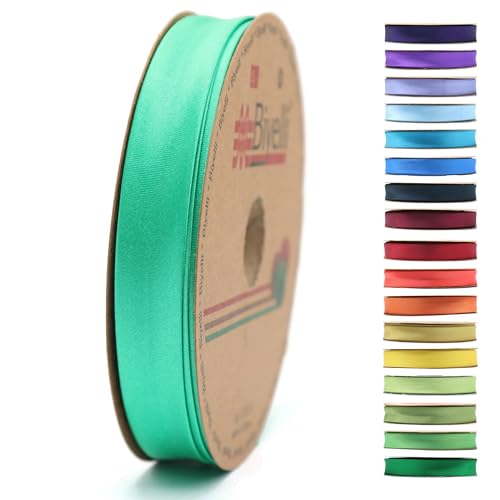 BYS85 Schrägband aus Satin, 99+ Farben – 1,9 cm breit – 22,7 m – gefaltetes Satinband, Stoffpaspelband, Schrägband zum Nähen von Kleidung, DIY von Biyelli