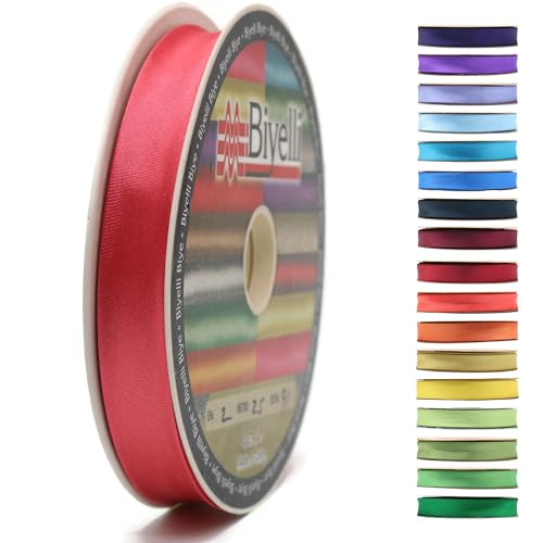 BYS91 Schrägband aus Satin, 99+ Farben, 1,9 cm breit, 22,7 m, gefaltetes Satinband, Stoffpaspelierung, Schrägband zum Nähen, Kleidung, DIY (91. Dunkles Fuchsia) von Biyelli