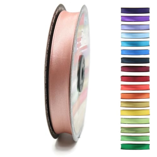 BYS97 Schrägband aus Satin, 99+ Farben, 1,9 cm breit, 22,7 m, gefaltetes Satinband, Stoffpaspelierung, Schrägband zum Nähen von Kleidung, DIY (97. Koralle) von Biyelli