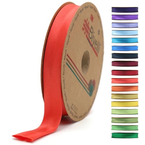 BYS98 Schrägband aus Satin, 99+ Farben, 1,9 cm breit, 22,7 m, gefaltetes Satinband, Stoffpaspelierung, Schrägband zum Nähen von Kleidung, DIY (98. Nelke) von Biyelli
