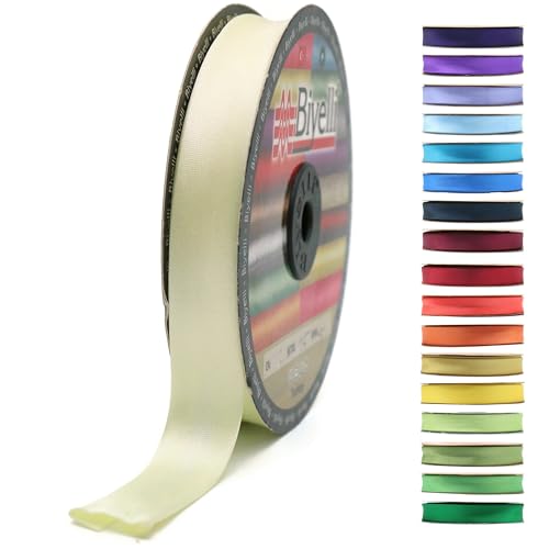 Faltbares Satin-Schrägband, 99+ Farben, 1,9 cm breit, 22,7 m lang, gefaltetes Satinband, Stoffpaspelband, Schrägband zum Nähen von Kleidung, DIY (05. Hellgelb) BYS05 von Biyelli
