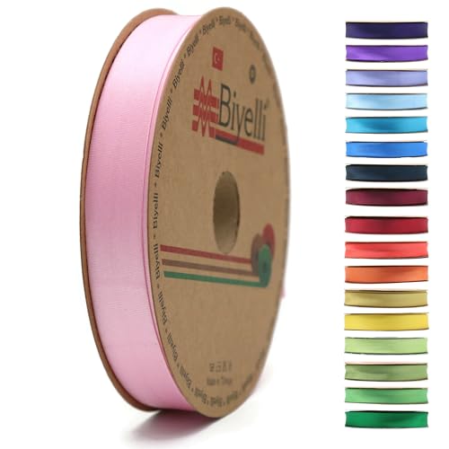 Faltbares Satin-Schrägband, 99+ Farben, 1,9 cm breit, 22,7 m lang, gefaltetes Satinband, Stoffpaspelband, Schrägband zum Nähen von Kleidung, DIY (07. Spitze Pink) BYS07 von Biyelli