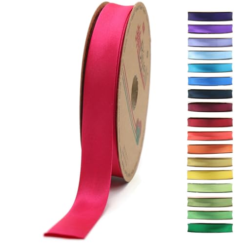 Faltbares Satin-Schrägband, 99+ Farben, 1,9 cm breit, 22,7 m lang, gefaltetes Satinband, Stoffpaspelband, Schrägband zum Nähen von Kleidung, DIY (08. Magenta) BYS08 von Biyelli