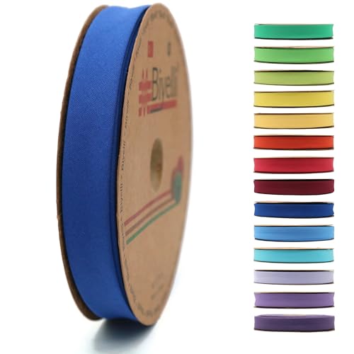 Schrägband aus Baumwolle, 20 mm breit, 22,7 m, 65+ Farben, einfach gefaltet, Baumwoll-Faltband zum Nähen, Kleidung, DIY (27. Marineblau) D27 von Biyelli
