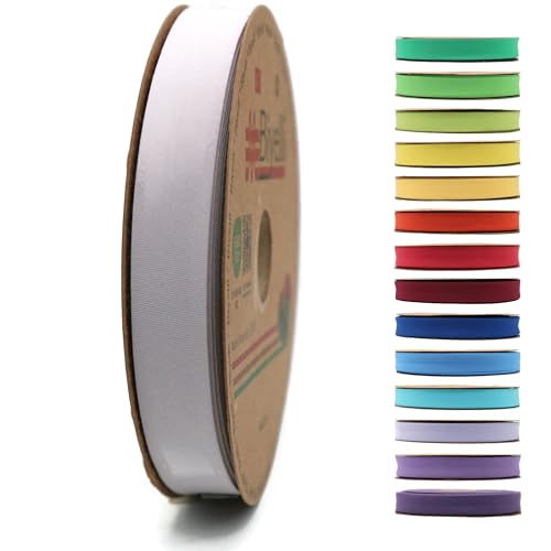 Schrägband aus Baumwolle, 20 mm breit, 22,7 m, 65+ Farben, einfach gefaltetes Baumwoll-Faltband zum Nähen, Kleidung, DIY (29. Silber) D29 von Biyelli