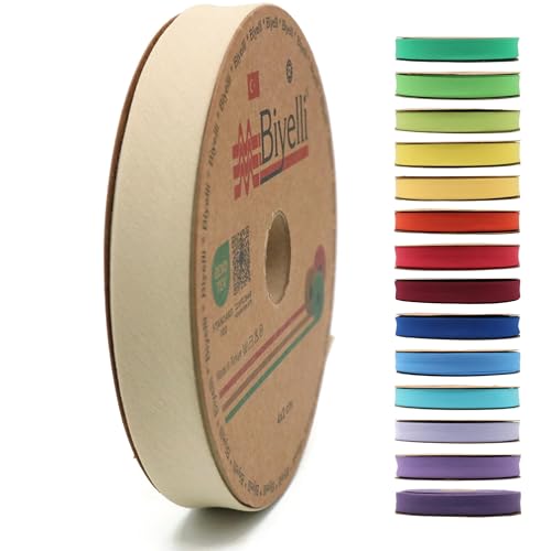 Schrägband aus Baumwolle, 20 mm breit, 22,7 m, 65+ Farben, einfach gefaltetes Baumwoll-Faltband zum Nähen, Kleidung, DIY (48. Kamel) D48 von Biyelli