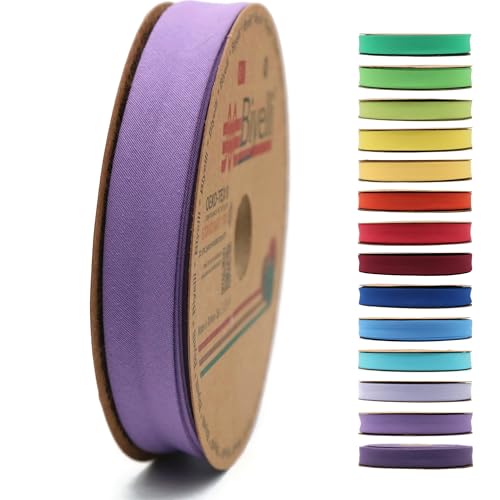 Schrägband aus Baumwolle, 20 mm breit, 22,7 m, 65+ Farben, einfach gefaltetes Baumwoll-Faltband zum Nähen, Kleidung, DIY (51. Violett) D51 von Biyelli
