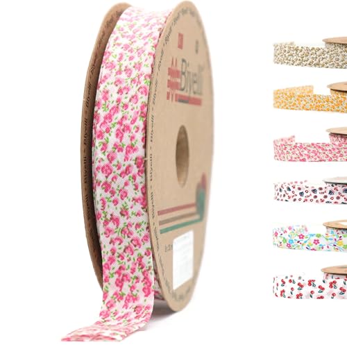 Schrägband aus Baumwolle, 20 mm breit, 22,7 m, Blumenmuster, einfach gefaltet, Baumwolle, Faltband zum Nähen, Kleidung, DIY, Rosa, A2 Schrägband aus Baumwolle, 20 mm breit, 22,7 m, Blumenmuster, einfach gefaltet, Baumwolle, Faltband zum Nähen, Kleidung, DIY, Rosa, A2 von Biyelli