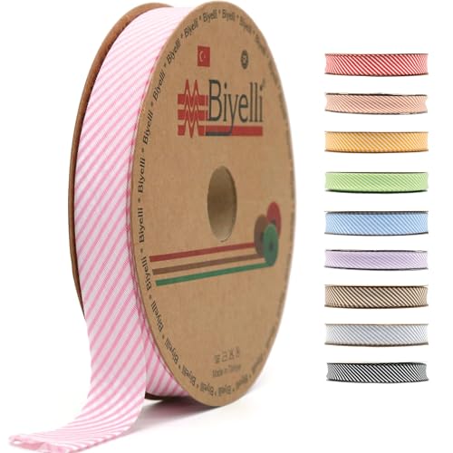 Schrägband aus Baumwolle, 20 mm breit, 22,7 m, kariert, einfach gefaltet, Baumwolle, Faltband zum Nähen, Kleidung, DIY, Rosa, C2 Schrägband aus Baumwolle, 20 mm breit, 22,7 m, kariert, einfach gefaltet, Baumwolle, Faltband zum Nähen, Kleidung, DIY, Rosa, C2 von Biyelli