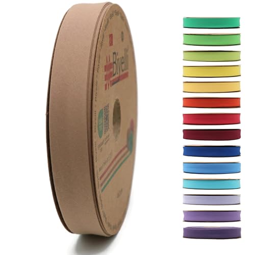 Schrägband aus Baumwolle, 20 mm breit, 22,7 m lang, 65 Farben und mehr als 65 Farben, einfach gefaltetes Schrägband aus Baumwolle zum Nähen, Kleidung, DIY (57. Taupe) D57 von Biyelli