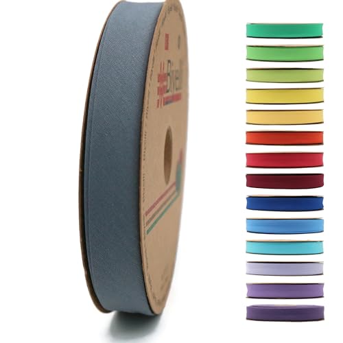 Schrägband aus Baumwolle, 20 mm breit, 22,7 m lang, 65 Farben und mehr als 65 Farben, einfach gefaltetes Schrägband aus Baumwolle zum Nähen, Kleidung, DIY (67. Zinngrau) D67 von Biyelli