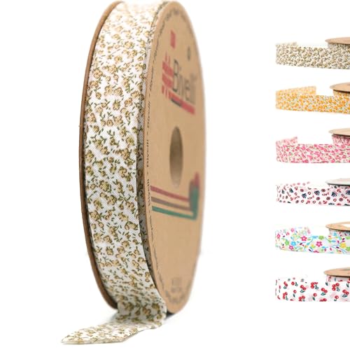 Schrägband aus Baumwolle, 20 mm breit, 22,7 m lang, Blumenmuster, einfach gefaltet, Baumwolle, zum Nähen von Kleidung, DIY, hellbraun, A4 Schrägband aus Baumwolle, 20 mm breit, 22,7 m lang, Blumenmuster, einfach gefaltet, Baumwolle, zum Nähen von Kleidung, DIY, hellbraun, A4 von Biyelli