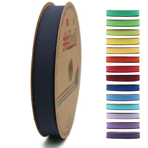 Schrägband aus Baumwolle, 20 mm breit, 22 m, 65+ Farben, einfach gefaltet, Baumwoll-Faltband zum Nähen, Kleidung, DIY (11. Off Black) D11 von Biyelli