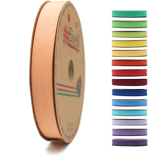 Schrägband aus Baumwolle, 20 mm breit, 22 m, 65+ Farben, einfach gefaltetes Baumwoll-Faltband zum Nähen, Kleidung, DIY (66. Flesh Rust) D66 von Biyelli
