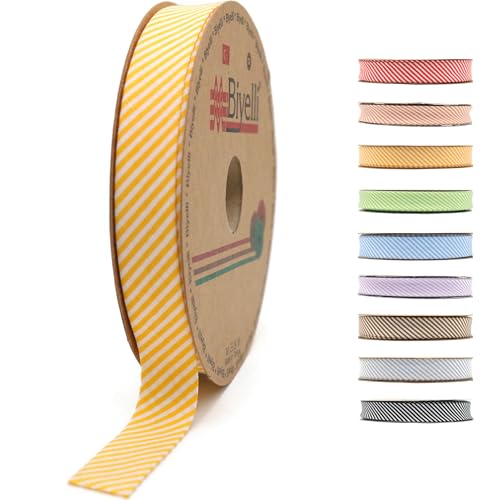 Schrägband aus Baumwolle, 20 mm breit, 22 m, kariert, einfach gefaltet, Baumwolle, Faltband zum Nähen, Kleidung, DIY, Gelb, C4 Schrägband aus Baumwolle, 20 mm breit, 22 m, kariert, einfach gefaltet, Baumwolle, Faltband zum Nähen, Kleidung, DIY, Gelb, C4 von Biyelli