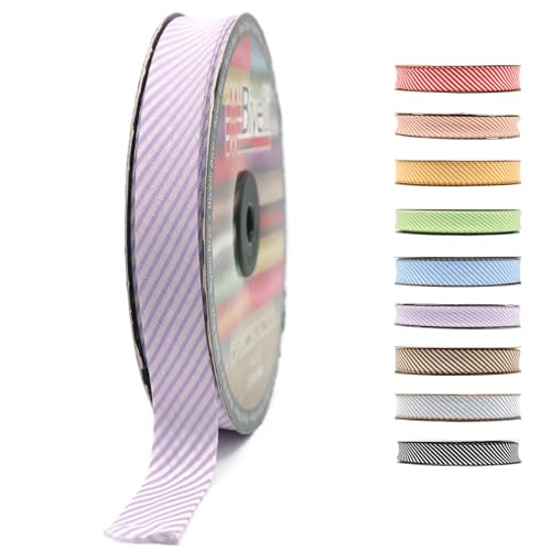 Schrägband aus Baumwolle, 20 mm breit, 22 m, kariert, einfach gefaltet, Baumwolle, Faltband zum Nähen, Kleidung, DIY, Lila, C7 von Biyelli