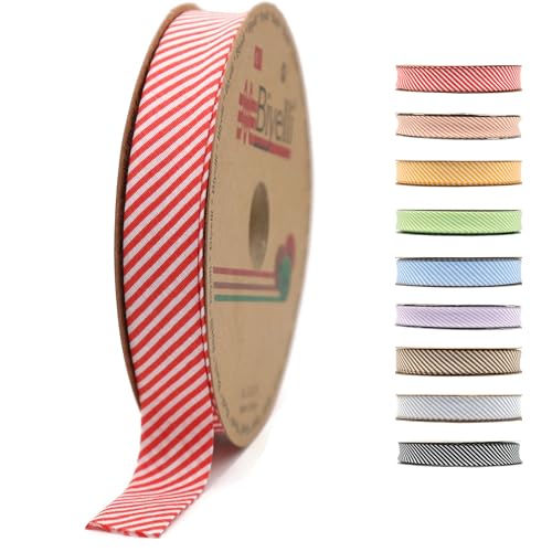 Schrägband aus Baumwolle, 20 mm breit, 22 m, kariert, einfach gefaltet, Baumwolle, Faltband zum Nähen, Kleidung, DIY, Rot, C3 von Biyelli