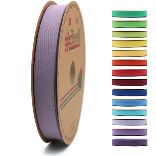 Schrägband aus Baumwolle, 20 mm breit, 22 m – 65+ Farben – einfach gefaltetes Baumwollfaltenband zum Nähen von Kleidung DIY (36. Med Purple) D36 von Biyelli