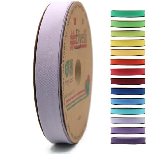 Schrägband aus Baumwolle, 20 mm breit, 22 m lang, 65+ Farben, einfach gefaltetes Baumwoll-Faltband zum Nähen, Kleidung, DIY (37. Silberviolett) D37 von Biyelli
