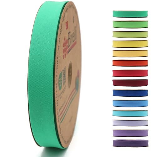 Schrägband aus Baumwolle, 20 mm breit, 22 m lang, 65+ Farben, einfach gefaltetes Baumwoll-Faltband zum Nähen, Kleidung, DIY (46. Grasgrün) D46 von Biyelli