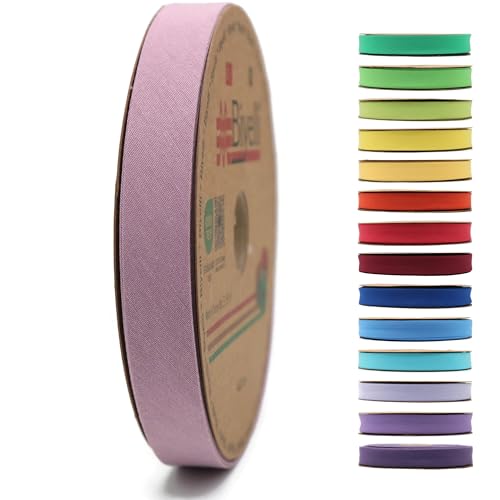 Schrägband aus Baumwolle, 20 mm breit, 22 m lang, 65+ Farben, einfach gefaltetes Baumwoll-Faltband zum Nähen, Kleidung, DIY (58. Rosentönung) D58 von Biyelli
