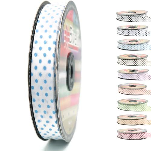 Schrägband aus Baumwolle, 20 mm breit, 22 m lang, gepunktet, einfach gefaltet, Baumwolle, Faltband zum Nähen, Kleidung, DIY, Blau, B1 Schrägband aus Baumwolle, 20 mm breit, 22 m lang, gepunktet, einfach gefaltet, Baumwolle, Faltband zum Nähen, Kleidung, DIY, Blau, B1 von Biyelli