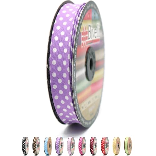 Schrägband aus Baumwolle, 20 mm breit, 22 m lang, gepunktet, einfach gefaltet, Baumwolle, zum Nähen von Kleidung, DIY, Lila, A18 Schrägband aus Baumwolle, 20 mm breit, 22 m lang, gepunktet, einfach gefaltet, Baumwolle, zum Nähen von Kleidung, DIY, Lila, A18 von Biyelli