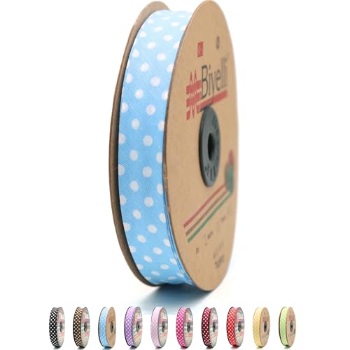 Schrägband aus Baumwolle, 20 mm breit, gepunktet, einfach gefaltet, Baumwolle, zum Nähen, Kleidung, DIY, Blau, A12 Schrägband aus Baumwolle, 20 mm breit, gepunktet, einfach gefaltet, Baumwolle, zum Nähen, Kleidung, DIY, Blau, A12 von Biyelli