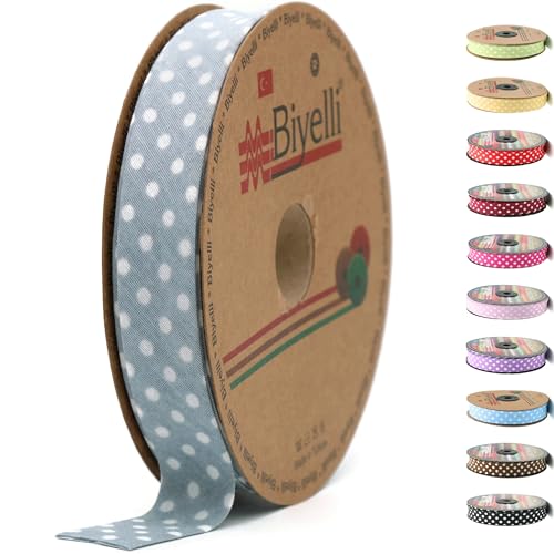 Schrägband aus Baumwolle, 20 mm breit, gepunktet, einfach gefaltet, Baumwolle, zum Nähen, Kleidung, DIY, Grau, A23 Schrägband aus Baumwolle, 20 mm breit, gepunktet, einfach gefaltet, Baumwolle, zum Nähen, Kleidung, DIY, Grau, A23 von Biyelli