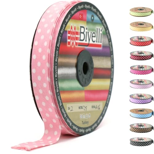 Schrägband aus Baumwolle, 20 mm breit, gepunktet, einfach gefaltet, Baumwolle, zum Nähen von Kleidung, DIY, Korallenrosa, A16 Schrägband aus Baumwolle, 20 mm breit, gepunktet, einfach gefaltet, Baumwolle, zum Nähen von Kleidung, DIY, Korallenrosa, A16 von Biyelli