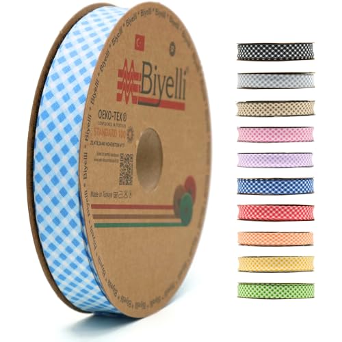 Schrägband aus Baumwolle, 20 mm breit, kariert, einfach gefaltet, Baumwolle, zum Nähen, Kleidung, DIY, Blau, E1 Schrägband aus Baumwolle, 20 mm breit, kariert, einfach gefaltet, Baumwolle, zum Nähen, Kleidung, DIY, Blau, E1 von Biyelli