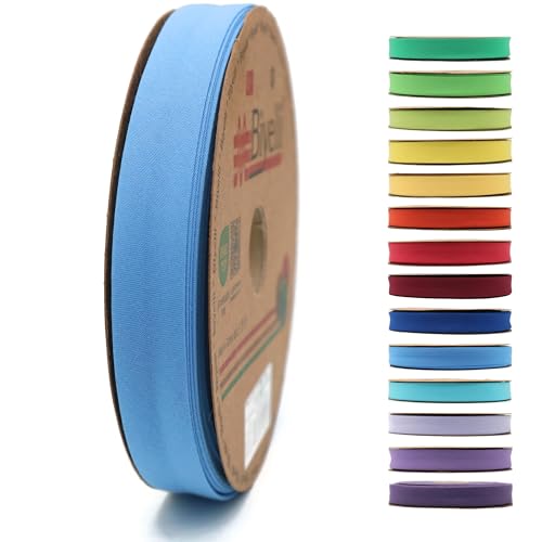 Schrägband aus Baumwolle – 20 mm breit – 22 Meter – 65+ Farben – einfach gefaltetes Baumwollfaltenband zum Nähen von Kleidung DIY (60. Admiralblau) D60 von Biyelli