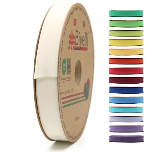 Schrägband aus Baumwolle – 20 mm breit – 22 Meter – 65+ Farben – einfach gefaltetes Baumwollfalzband zum Nähen von Kleidung DIY (03. Natur) D03 von Biyelli