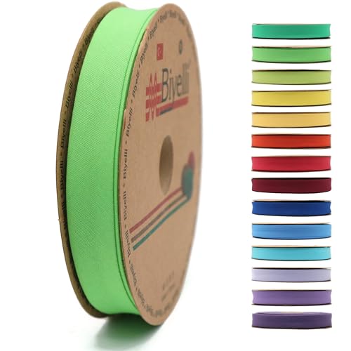 Schrägband aus Baumwolle – 20 mm breit – 22 Meter – 65+ Farben – einfach gefaltetes Baumwollfalzband zum Nähen von Kleidung DIY (09. Apfelgrün) D09 von Biyelli