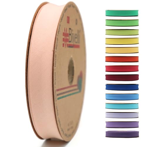 Schrägband aus Baumwolle – 20 mm breit – 22 Meter – 65+ Farben – einfach gefaltetes Baumwollfalzband zum Nähen von Kleidung DIY (10. Fleisch) D10 von Biyelli
