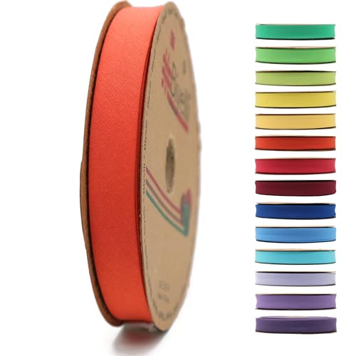 Schrägband aus Baumwolle – 20 mm breit – 22 Meter – 65+ Farben – einfach gefaltetes Baumwollfalzband zum Nähen von Kleidung DIY (17. Nelke) D17 von Biyelli