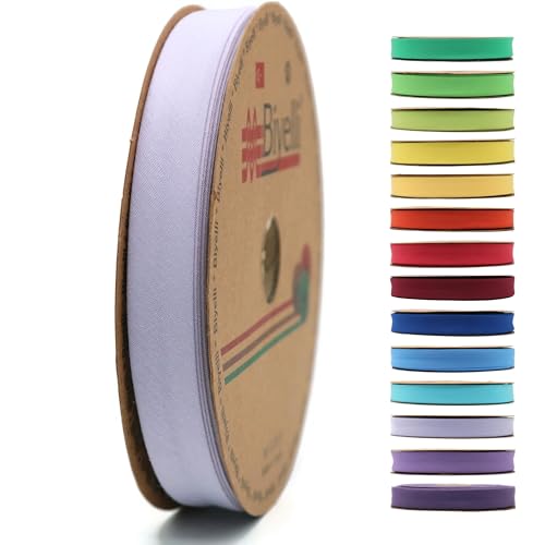 Schrägband aus Baumwolle – 20 mm breit – 22 Meter – 65+ Farben – einfach gefaltetes Baumwollfalzband zum Nähen von Kleidung DIY (25. Amethyst) D25 von Biyelli