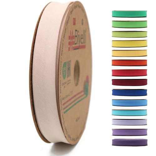 Schrägband aus Baumwolle – 20 mm breit – 22 Meter – 65+ Farben – einfach gefaltetes Baumwollfalzband zum Nähen von Kleidung DIY (30. Hellbraun) D30 von Biyelli