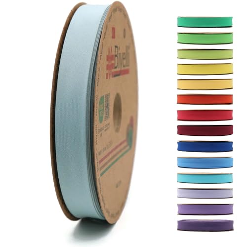 Schrägband aus Baumwolle – 20 mm breit – 22 Meter – 65+ Farben – einfach gefaltetes Baumwollfalzband zum Nähen von Kleidung DIY (35. Dana Blue) D35 von Biyelli