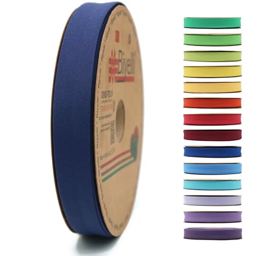 Schrägband aus Baumwolle – 20 mm breit – 22 Meter – 65+ Farben – einfach gefaltetes Baumwollfalzband zum Nähen von Kleidung DIY (39. Dunkelblau) D39 von Biyelli