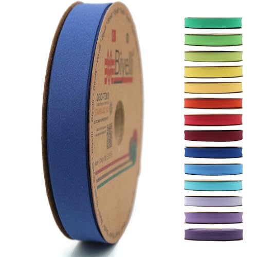 Schrägband aus Baumwolle – 20 mm breit – 22 Meter – 65+ Farben – einfach gefaltetes Baumwollfalzband zum Nähen von Kleidung DIY (43. Nachtblau) D43 von Biyelli