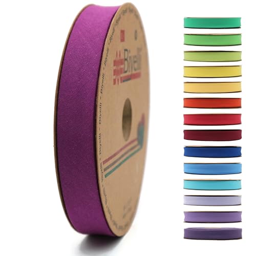 Schrägband aus Baumwolle – 20 mm breit – 22 Meter – 65+ Farben – einfach gefaltetes Baumwollfalzband zum Nähen von Kleidung DIY (52. Dark Rose) D52 von Biyelli