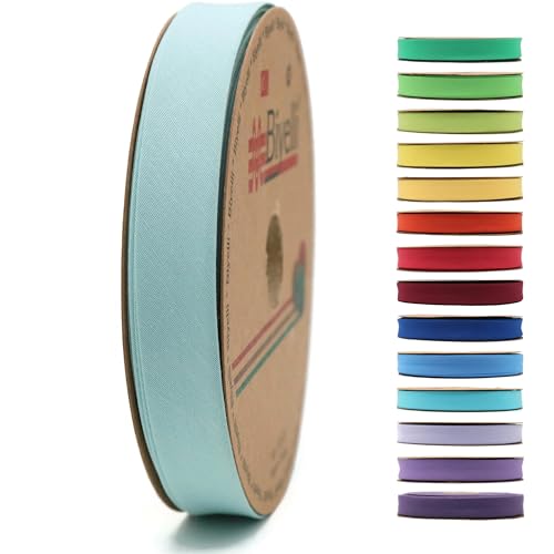 Schrägband aus Baumwolle – 20 mm breit – 22 Meter – 65+ Farben – einfach gefaltetes Baumwollfalzband zum Nähen von Kleidung DIY (64. Arktisblau) D64 von Biyelli