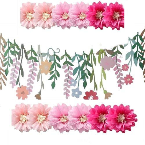 Papierblumen-Girlande, Pompons, Party, rechteckige Papierblätter, Banner, Dekorationen, Wanddekoration für Frauen und Mädchen, Happy Birthday, Babyparty, Brautparty, Hochzeit Papierblumen-Girlande, Pompons, Party, rechteckige Papierblätter, Banner, Dekorationen, Wanddekoration für Frauen und Mädchen, Happy Birthday, Babyparty, Brautparty, Hochzeit von Bizikunst